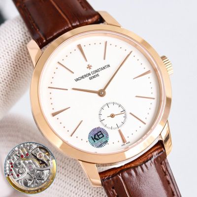 Vacheron Constantin Traditionnelle 4400as Movement Men 316L Steel Waterproof 30m White Face Rose Gold Case Watch